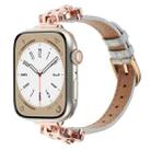 For Apple Watch 46mm / 49mm / 45mm / 44mm Leopard Head Bamboo Texture Leather Watch Band(Rose Gold Grey) - 1