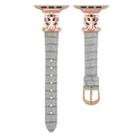 For Apple Watch 46mm / 49mm / 45mm / 44mm Leopard Head Bamboo Texture Leather Watch Band(Rose Gold Grey) - 2