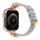 For Apple Watch 46mm / 49mm / 45mm / 44mm Leopard Head Bamboo Texture Leather Watch Band(Rose Gold Grey) - 3