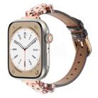 For Apple Watch 46mm / 49mm / 45mm / 44mm Leopard Head Bamboo Texture Leather Watch Band(Rose Gold Brown) - 1