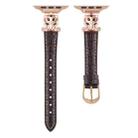 For Apple Watch 46mm / 49mm / 45mm / 44mm Leopard Head Bamboo Texture Leather Watch Band(Rose Gold Brown) - 2