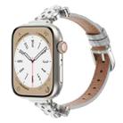 For Apple Watch 46mm / 49mm / 45mm / 44mm Leopard Head Bamboo Texture Leather Watch Band(Silver Grey) - 1