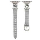 For Apple Watch 46mm / 49mm / 45mm / 44mm Leopard Head Bamboo Texture Leather Watch Band(Silver Grey) - 2