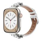 For Apple Watch 46mm / 49mm / 45mm / 44mm Leopard Head Bamboo Texture Leather Watch Band(Silver White) - 1