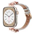 For Apple Watch 42mm / 41mm / 40mm / 38mm Leopard Head Bamboo Texture Leather Watch Band(Rose Gold Grey) - 1