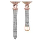 For Apple Watch 42mm / 41mm / 40mm / 38mm Leopard Head Bamboo Texture Leather Watch Band(Rose Gold Grey) - 2