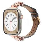 For Apple Watch 42mm / 41mm / 40mm / 38mm Leopard Head Bamboo Texture Leather Watch Band(Rose Gold Brown) - 1