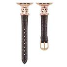 For Apple Watch 42mm / 41mm / 40mm / 38mm Leopard Head Bamboo Texture Leather Watch Band(Rose Gold Brown) - 2