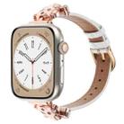 For Apple Watch 42mm / 41mm / 40mm / 38mm Leopard Head Bamboo Texture Leather Watch Band(Rose Gold White) - 1