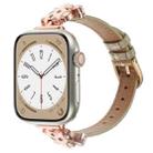 For Apple Watch 42mm / 41mm / 40mm / 38mm Leopard Head Bamboo Texture Leather Watch Band(Rose Gold Khaki) - 1