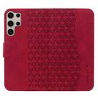 For Samsung Galaxy S25 Ultra 5G Diamond Buckle Leather Phone Case with Lanyard(Wine Red) - 3