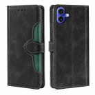 For iPhone 16 Skin Feel Magnetic Buckle Leather Phone Case(Black) - 1