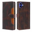 For iPhone 16 Skin Feel Magnetic Buckle Leather Phone Case(Brown) - 1