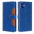 For iPhone 16 Skin Feel Magnetic Buckle Leather Phone Case(Blue) - 1