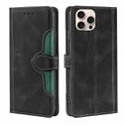 For iPhone 16 Pro Max Skin Feel Magnetic Buckle Leather Phone Case(Black) - 1