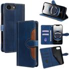 For iPhone 16e Skin Feel Magnetic Buckle Leather Phone Case(Blue) - 1