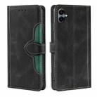 For Samsung Galaxy A06 Skin Feel Magnetic Buckle Leather Phone Case(Black) - 1
