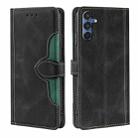 For Samsung Galaxy M35 5G Skin Feel Magnetic Buckle Leather Phone Case(Black) - 1