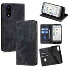 For Kyocera Basio Active3 RFID Anti-theft Brush Magnetic Leather Phone Case(Black) - 1