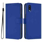 For Samsung Galaxy A02 / M02 Skin Feel Solid Color Leather Phone Case with Lanyard(Dark Blue) - 2