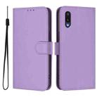 For Samsung Galaxy A02 / M02 Skin Feel Solid Color Leather Phone Case with Lanyard(Lavender Purple) - 2