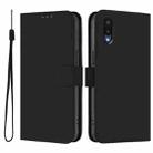 For Samsung Galaxy A02 / M02 Skin Feel Solid Color Leather Phone Case with Lanyard(Black) - 2