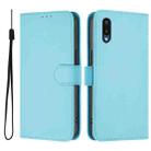 For Samsung Galaxy A02 / M02 Skin Feel Solid Color Leather Phone Case with Lanyard(Sky Blue) - 2