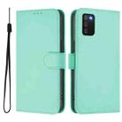For Samsung Galaxy A02s 166mm Skin Feel Solid Color Leather Phone Case with Lanyard(Mint Green) - 2