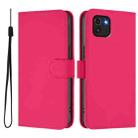 For Samsung Galaxy A03 164mm Skin Feel Solid Color Leather Phone Case with Lanyard(Rose Red) - 2