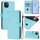 For Samsung Galaxy A03 166mm Skin Feel Solid Color Leather Phone Case with Lanyard(Sky Blue) - 1