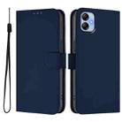 For Samsung Galaxy A04e / F04 / M04 4G Skin Feel Solid Color Leather Phone Case with Lanyard(Navy Blue) - 2