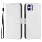 For Samsung Galaxy A04e / F04 / M04 4G Skin Feel Solid Color Leather Phone Case with Lanyard(White) - 2