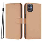For Samsung Galaxy A05 4G Global  Skin Feel Solid Color Leather Phone Case with Lanyard(Nude) - 2