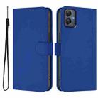 For Samsung Galaxy A05 4G Global  Skin Feel Solid Color Leather Phone Case with Lanyard(Dark Blue) - 2