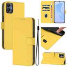 For Samsung Galaxy A05 4G Global  Skin Feel Solid Color Leather Phone Case with Lanyard(Lemon Yellow) - 1