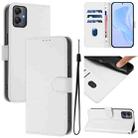 For Samsung Galaxy A05 4G Global  Skin Feel Solid Color Leather Phone Case with Lanyard(White) - 1