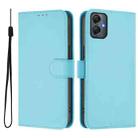 For Samsung Galaxy A05 4G Global  Skin Feel Solid Color Leather Phone Case with Lanyard(Sky Blue) - 2