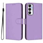 For Samsung Galaxy A05s 4G Global  Skin Feel Solid Color Leather Phone Case with Lanyard(Lavender Purple) - 2