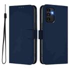 For Samsung Galaxy A13 5G / 4G / A04s Skin Feel Solid Color Leather Phone Case with Lanyard(Navy Blue) - 2