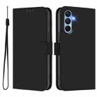 For Samsung Galaxy A15 5G / 4G Skin Feel Solid Color Leather Phone Case with Lanyard(Black) - 2