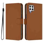 For Samsung Galaxy A22 4G Skin Feel Solid Color Leather Phone Case with Lanyard(Brown) - 2
