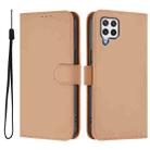 For Samsung Galaxy A22 4G Skin Feel Solid Color Leather Phone Case with Lanyard(Nude) - 2