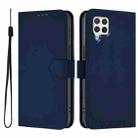 For Samsung Galaxy A22 4G Skin Feel Solid Color Leather Phone Case with Lanyard(Navy Blue) - 2