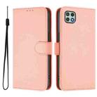 For Samsung Galaxy A22 5G / F42 5G Skin Feel Solid Color Leather Phone Case with Lanyard(Pink) - 2