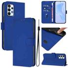 For Samsung Galaxy A23 4G / 5G / F23 5G Skin Feel Solid Color Leather Phone Case with Lanyard(Dark Blue) - 1