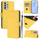 For Samsung Galaxy A23 4G / 5G / F23 5G Skin Feel Solid Color Leather Phone Case with Lanyard(Lemon Yellow) - 1