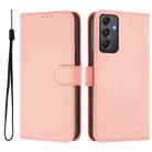 For Samsung Galaxy A24 4G Global  Skin Feel Solid Color Leather Phone Case with Lanyard(Pink) - 2