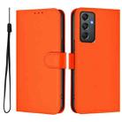 For Samsung Galaxy A24 4G Global  Skin Feel Solid Color Leather Phone Case with Lanyard(Orange) - 2