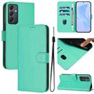 For Samsung Galaxy A24 4G Global  Skin Feel Solid Color Leather Phone Case with Lanyard(Green) - 1
