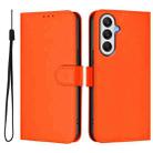For Samsung Galaxy A25 5G Global Skin Feel Solid Color Leather Phone Case with Lanyard(Orange) - 2